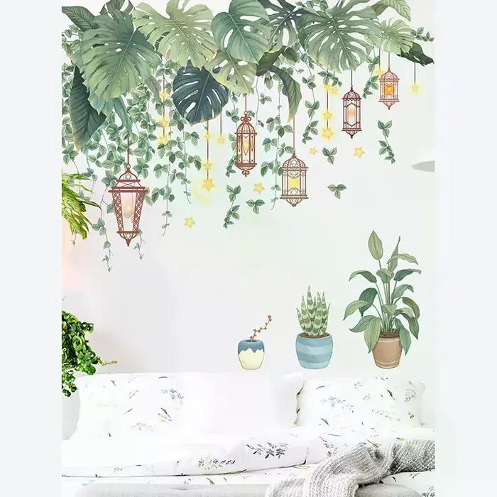 Autocollants muraux en vinyle décoratifs pour la maison, salon, plantes tropicales, papier peint DIY pour porte d'enfant