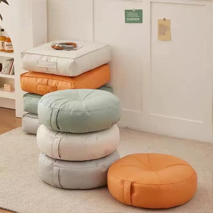 Chaise de sol pliante décontractée, sac de haricots pour enfants, imperméable, paresseux, populaire, carré, coussin de canapé de jardin, en cuir PU