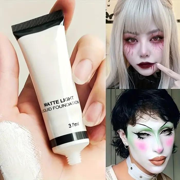 Fond de Teint Mat Blanc Lumineux Purifiant Longue Tenue pour Cosplay & Festival Couvrance Totale
