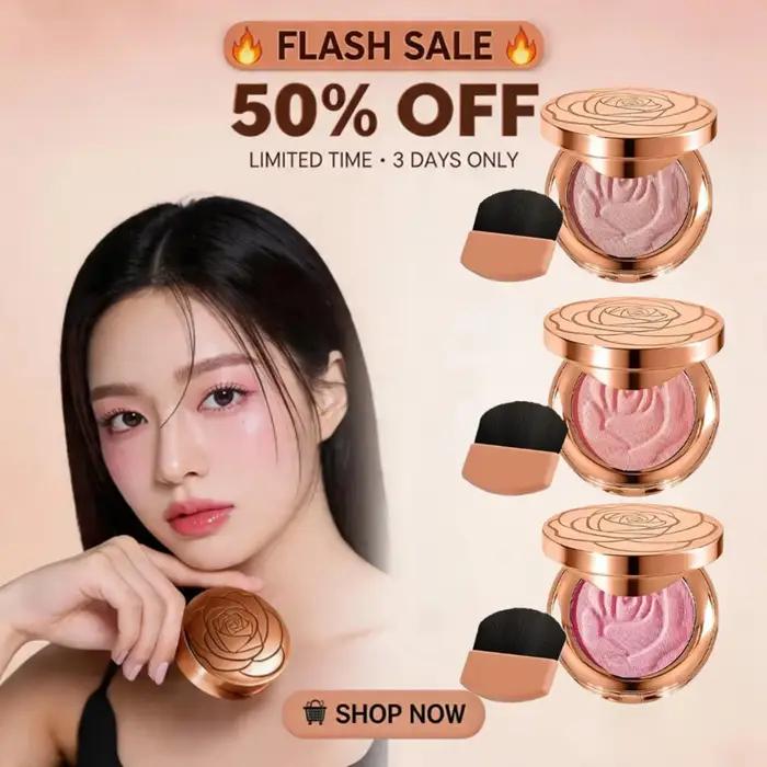 Poudre de blush gaufrée Rose avec pinceau