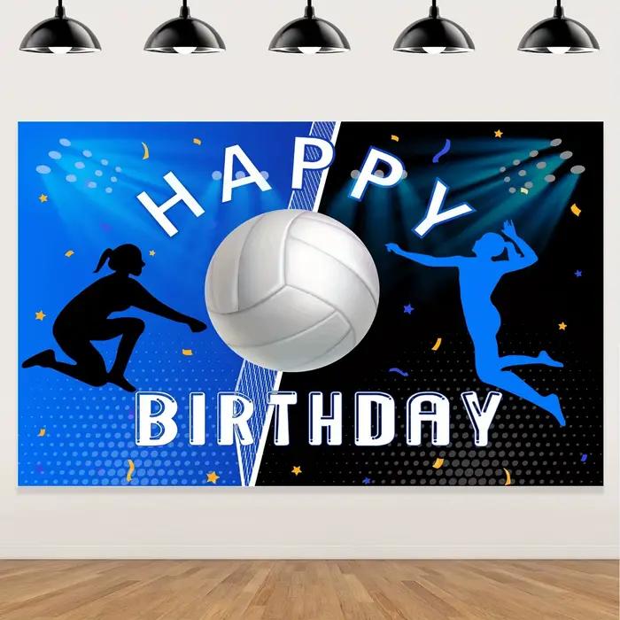 1 pièce, toile de fond de fête d'anniversaire de volley-ball, fournitures de décoration de fête d'anniversaire sur le thème du sport, arrière-plan de Photo bleu