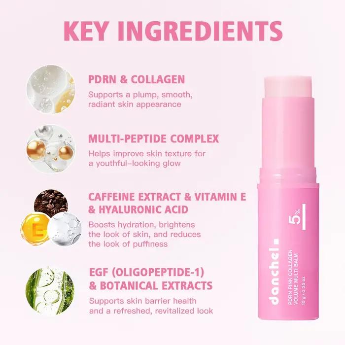 Baume multi-volumes PDRN au collagène rose anti-âge raffermissant anti-rides pour les yeux cou front rides du sourire soin de la peau revitalisante fermeté éclat naturel