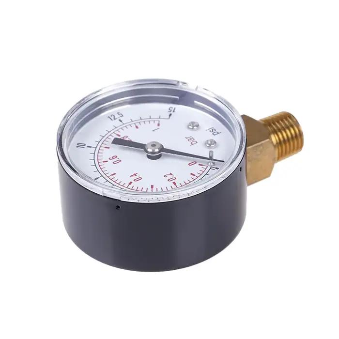 Manomètre basse pression pour carburant, air, huile, gaz, eau, 50mm, 0-15 PSI, 0-1 bar, 1/4 BSPT