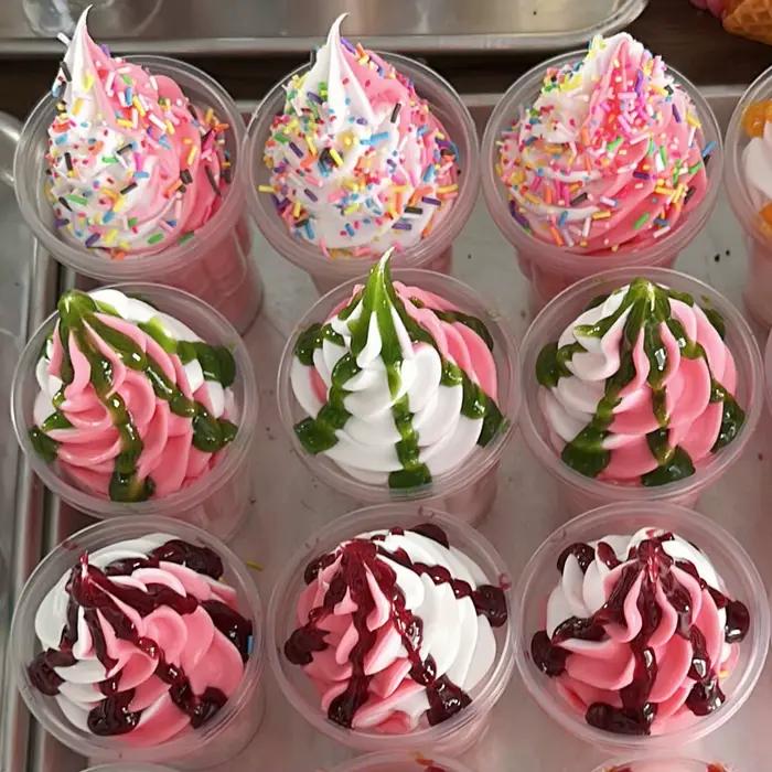Sundae White Vanilla Cream Milk, Mixed with Harvey Sweet Sour, Flowing Mouthfeel, Stall Cart, Display Props, 250ml, 9OZ