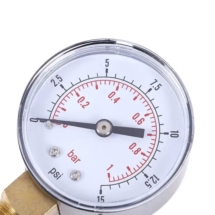 Manomètre basse pression pour carburant, air, huile, gaz, eau, 50mm, 0-15 PSI, 0-1 bar, 1/4 BSPT