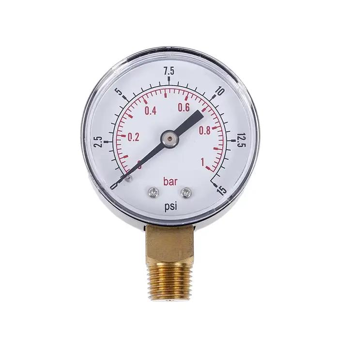 Manomètre basse pression pour carburant, air, huile, gaz, eau, 50mm, 0-15 PSI, 0-1 bar, 1/4 BSPT