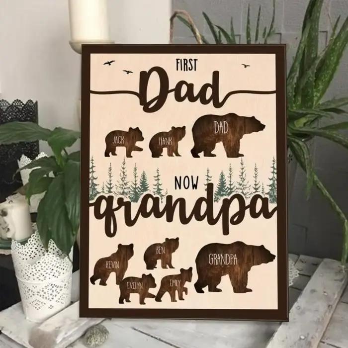 Panneau nom famille en bois à mode, plaque signalétique artisanale pour cadeau fête des pères, 20x25cm, décorations