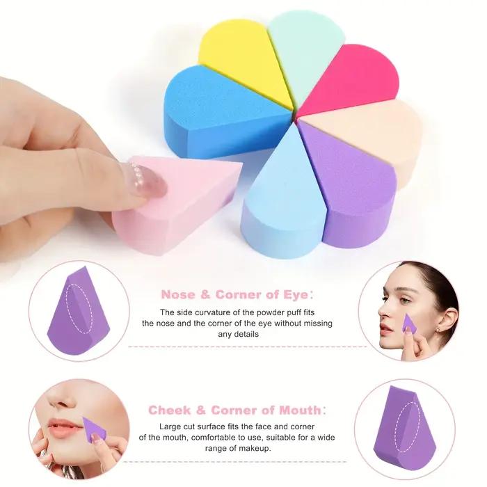 Éponges de maquillage pétales 8 pièces-couleur aléatoire pour fond de teint/conceur | Outils cosmétiques
