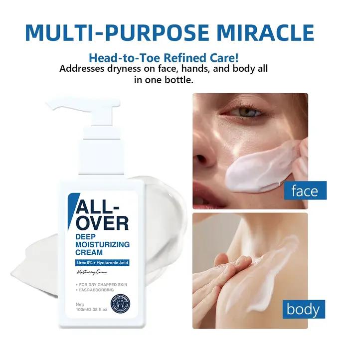 ALL-OVER crème hydratante en profondeur 100ml 5% urée acide hyaluronique hydratation peau sèche gercée Absorption rapide visage corps soins des mains