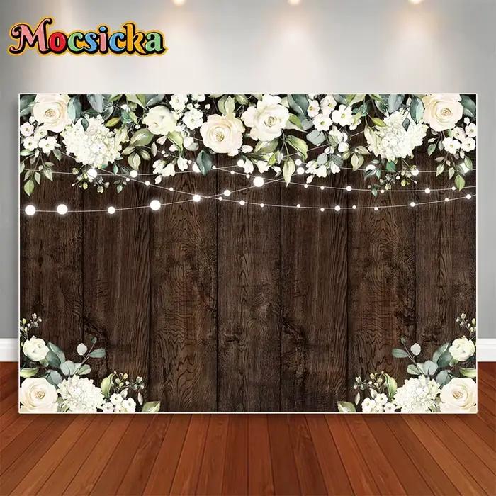 Toile de Fond Murale en Bois pour Photographie de Mariage, Décor de ixVintage en Plein Air, Personnalisé, Printemps