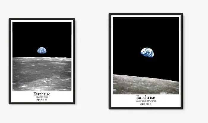 Impressions vintage Nasa Earthrise Photo, Apollo 8, Apollo 11, peinture sur toile spatiale, chambre d'enfant, salon, décoration de chambre à coucher
