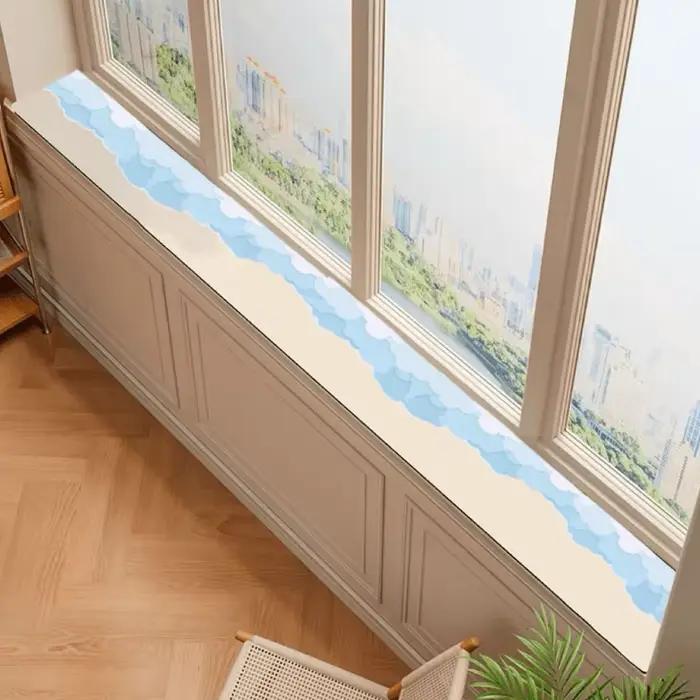 Rouleaux de décoration de bordure pour tableau noir et tableau blanc en forme de nuage - Autocollants adhésifs en papier pour bordure, surface lisse, nuages blancs bleu clair