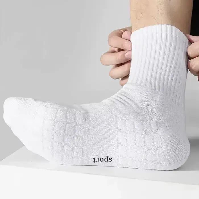 Chaussettes de sport pour hommes à semelle épaisse, absorbant la transpiration et respirantes, avec coussinets de soutien pour la course à pied, chaussettes de sport professionnelles pour hommes