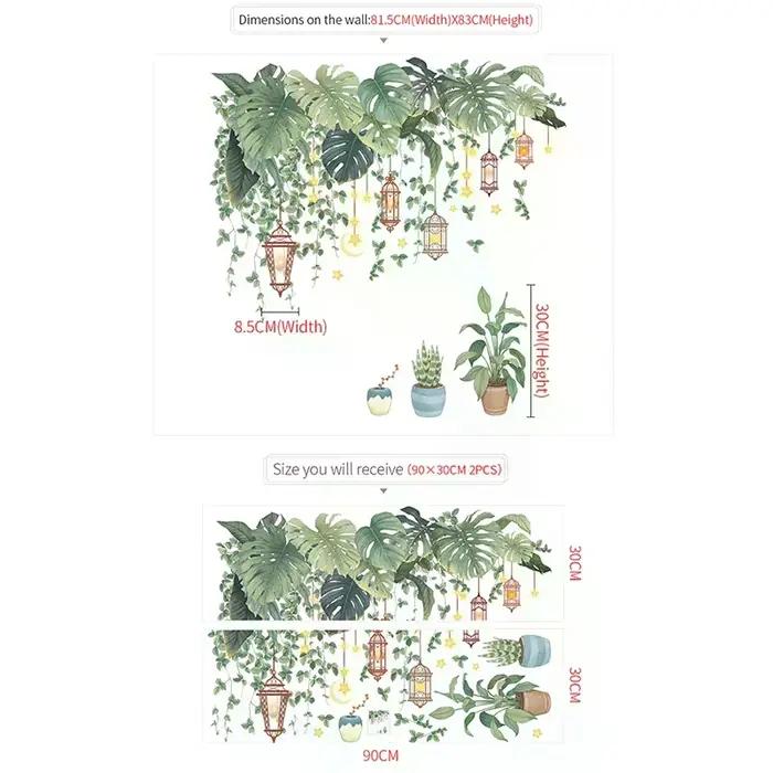 Autocollants muraux en vinyle décoratifs pour la maison, salon, plantes tropicales, papier peint DIY pour porte d'enfant