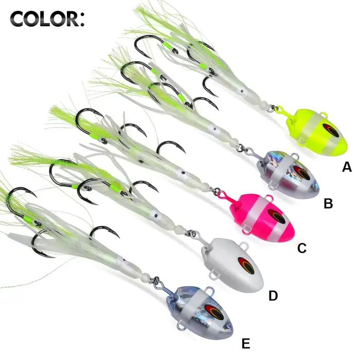 PROBEROS métal JIG lueur lente gabarits leurre 100g-300g plate-forme de calmar appât de pêche en haute mer mer mal de mer poisson à voile leurre appât inférieur