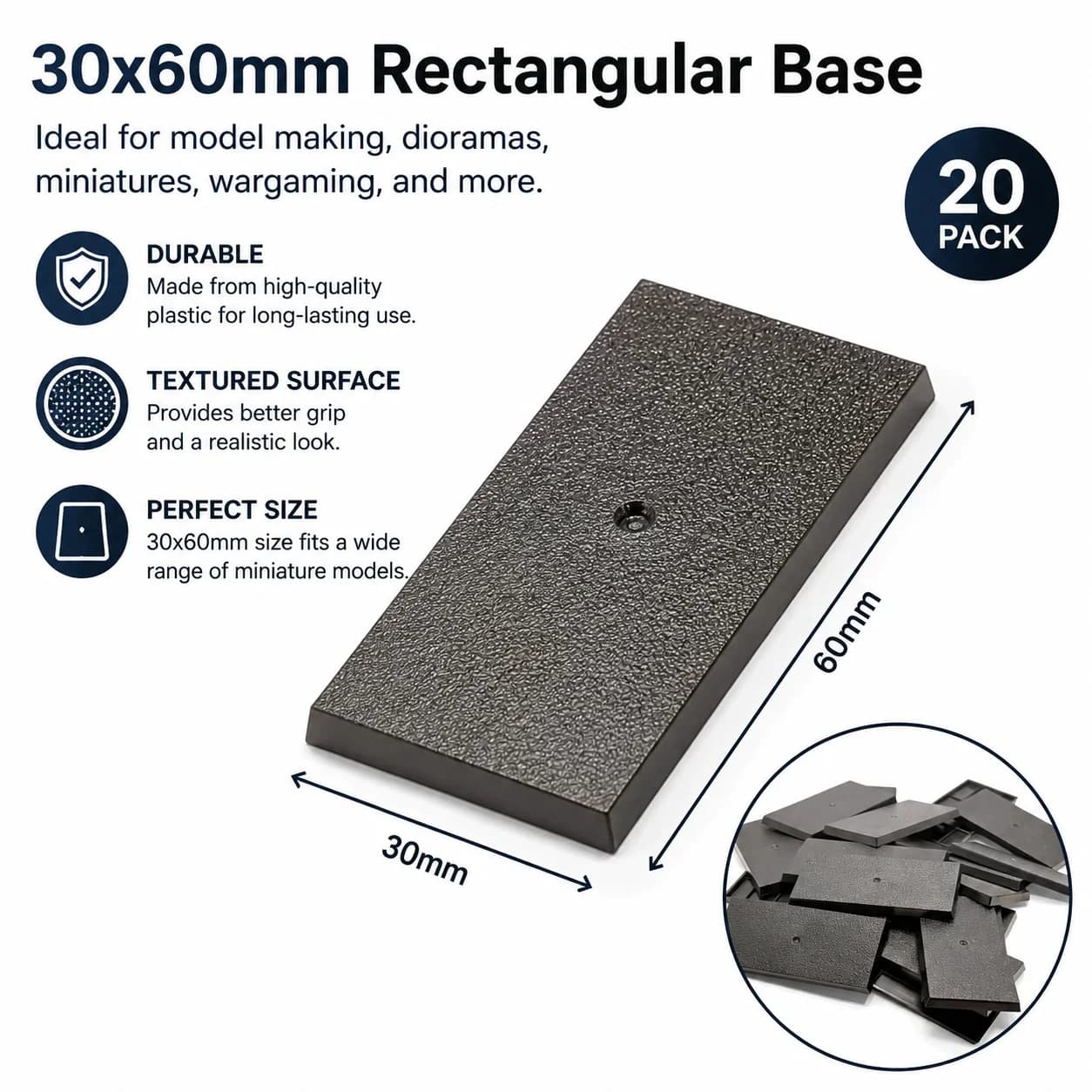 Bases rectangulaires 30x60 mm pour marteau de guerre - Améliorez votre expérience Wargame!