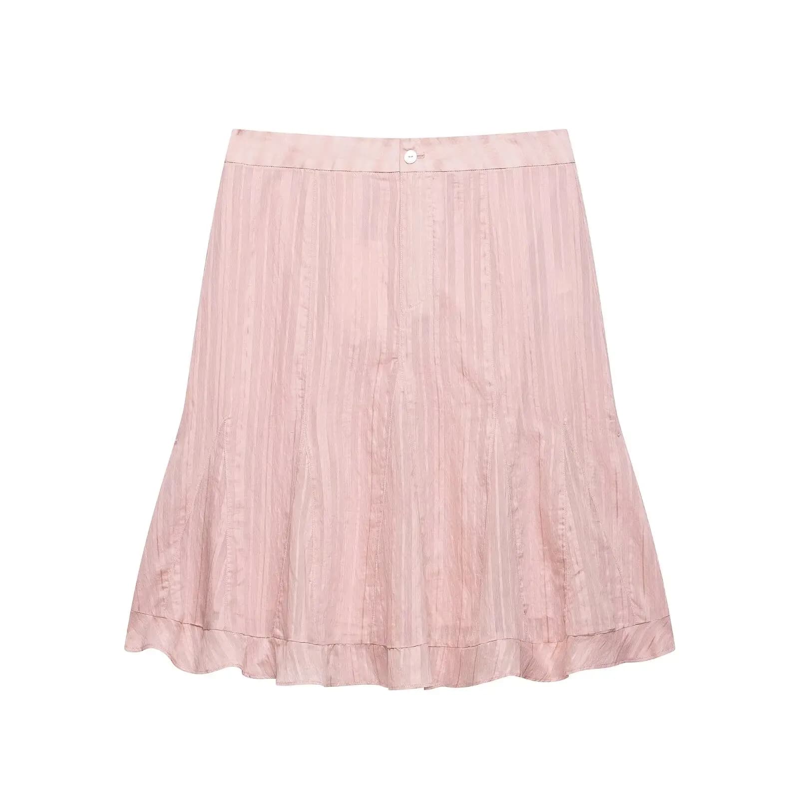 Jupe midi élégante en satin texturé pour femme HH, taille haute, évasée, avec volants, pour l'été, t