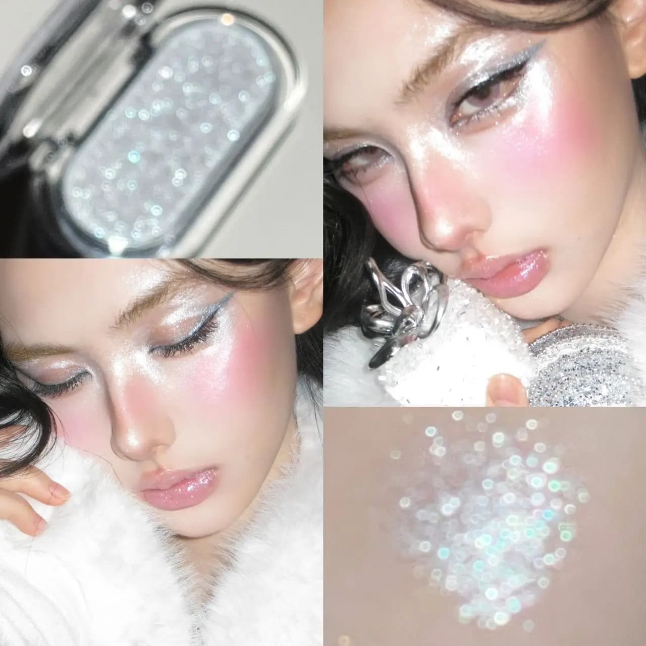 Palette de Fards à Paupières Scintillants et Lumineux, Poudre de Contour Visage, Bronzer Effet Lumiè