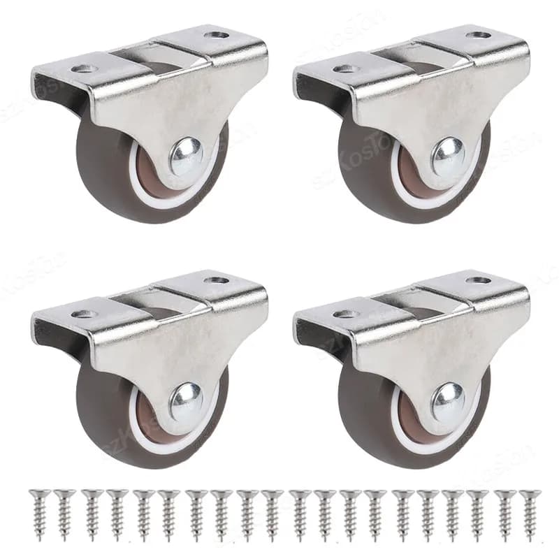 4 pièces 1 pouce meubles roulette à profil bas en caoutchouc roulant fixe roulette Mini rigide silen