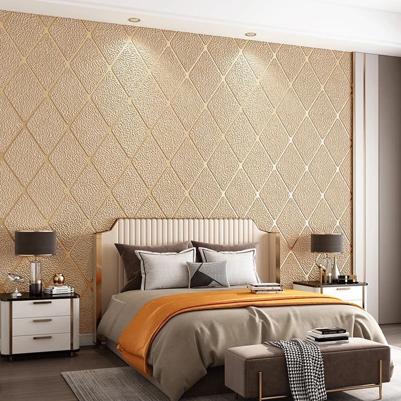 Papier peint en peau de daim diamant 3D, autocollant mural non tissé, fond de carrelage minimaliste