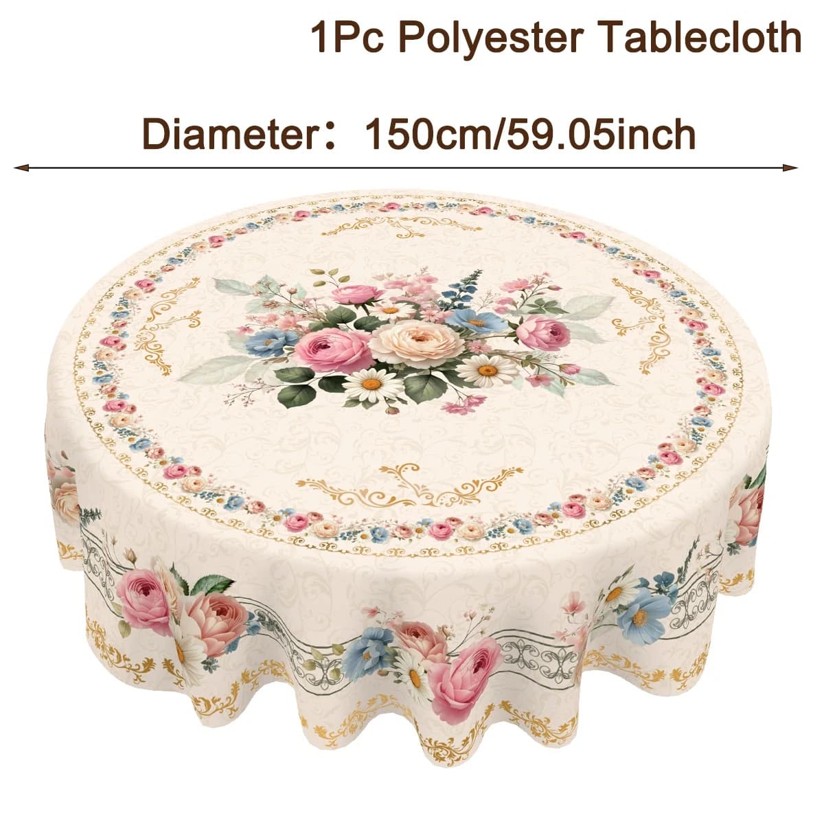 Nappe à motifs floraux colorés en polyester rose pour mariage, pique-nique, décoration de table, fou