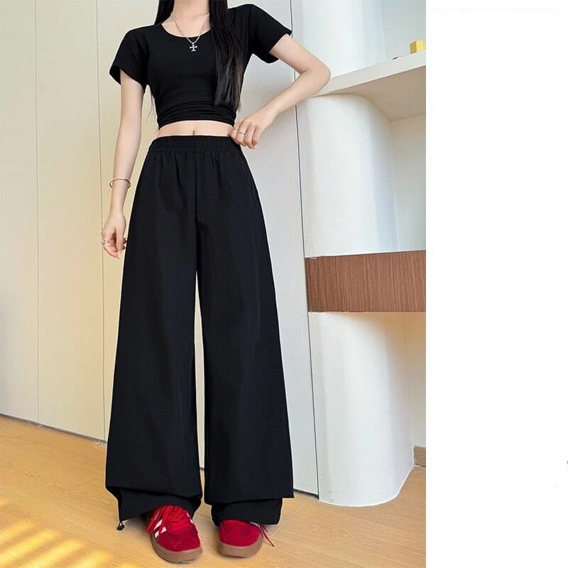 Pantalon large décontracté taille haute à séchage rapide pour femme, idéal pour l'été, la course, l'