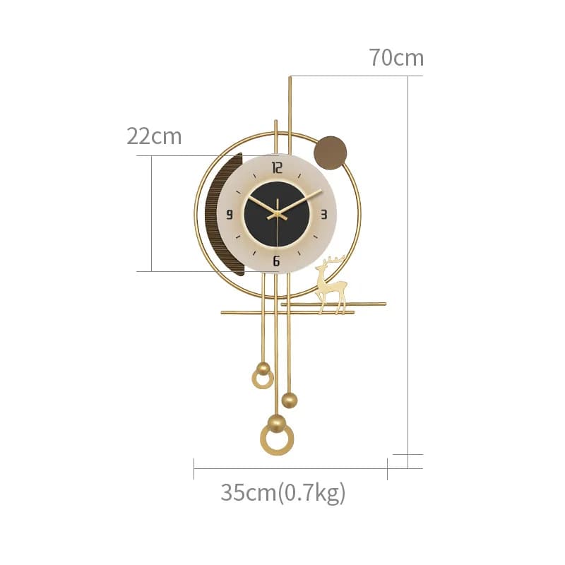 Horloge murale de cerf de fond de télévision minimaliste moderne, décoration de grille en bois avec