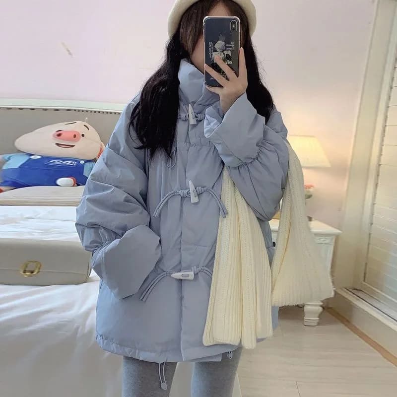 Veste en duvet de coton pour femmes, nouveau manteau de sport d'hiver avec boutons en corne pour étu