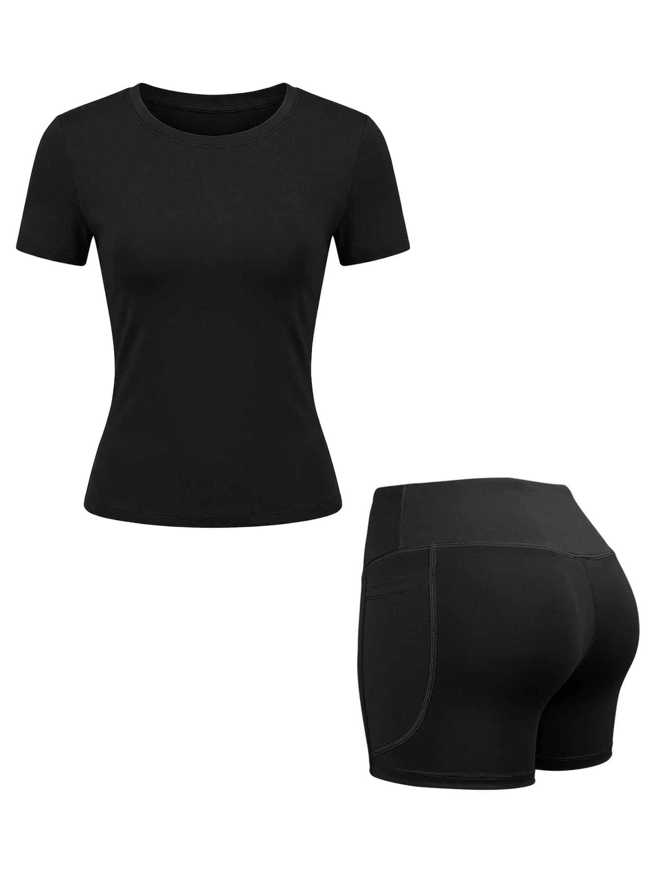Ensemble deux pièces pour femmes Fitfemme avec poches, short de course