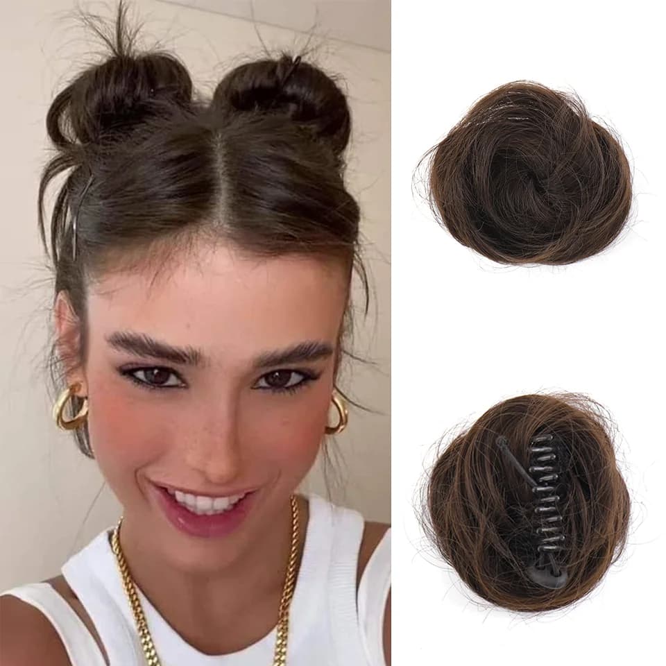 Chignon synthétique bouclé ombré LUPU pour femme, postiche à pince pour chignon désordonné ou coiffu