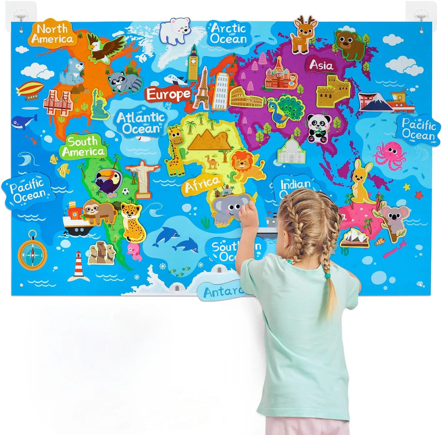 Ensemble de planches d'histoire en feutre d'animaux de Zoo, jouets d'apprentissage Montessori, jeu d