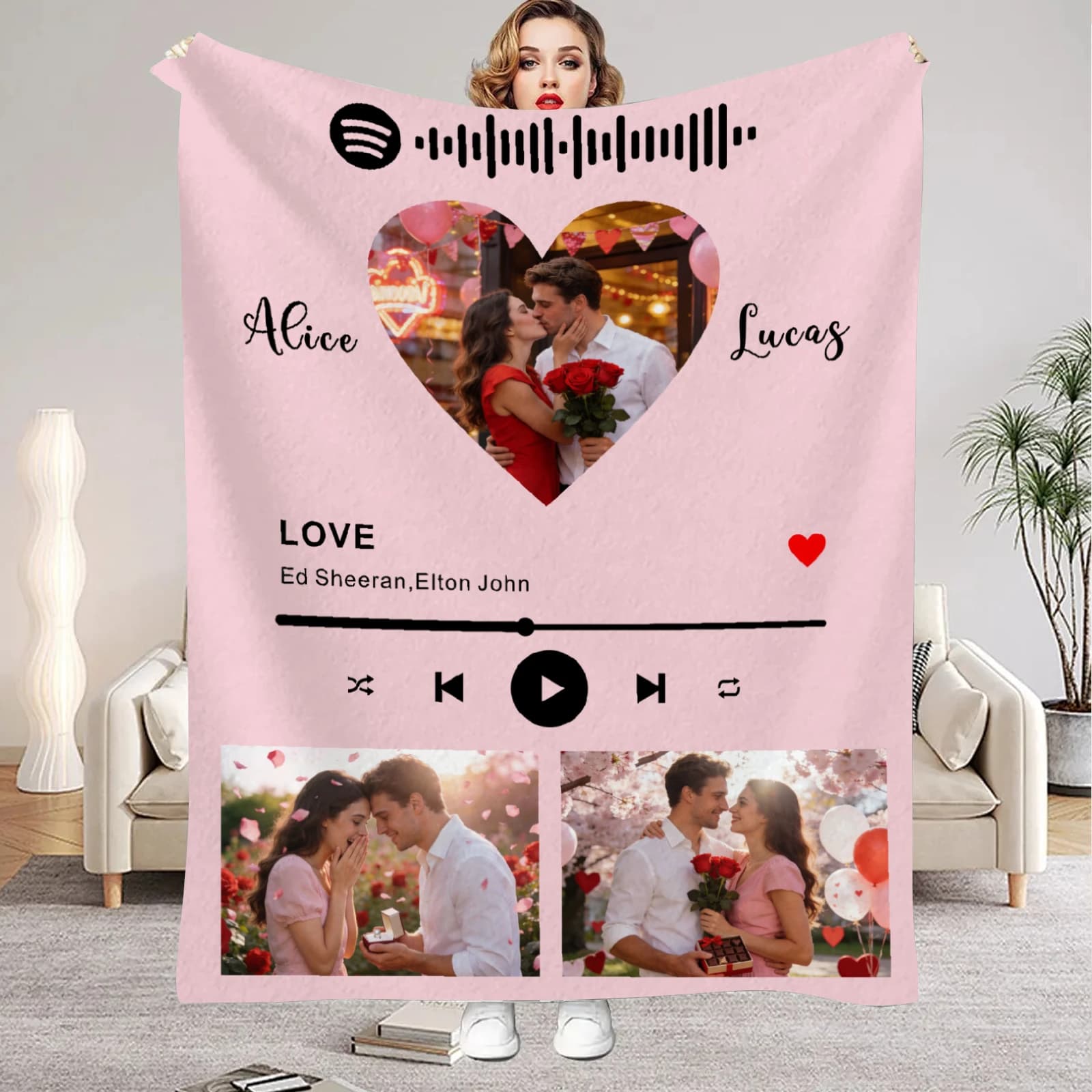 Couverture en flanelle personnalisée pour la Saint-Valentin avec vos photos pour petit ami, petite a