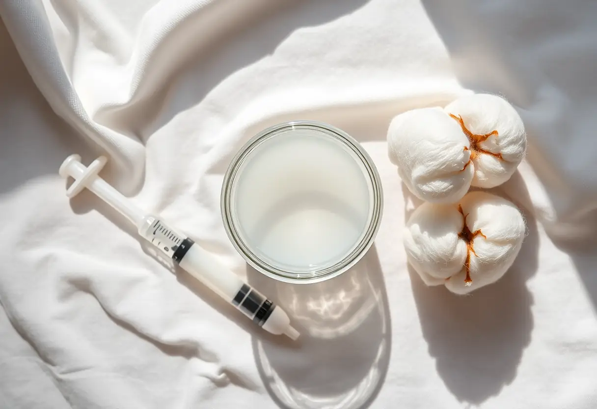 Gel anesthésiant sur un tissu blanc