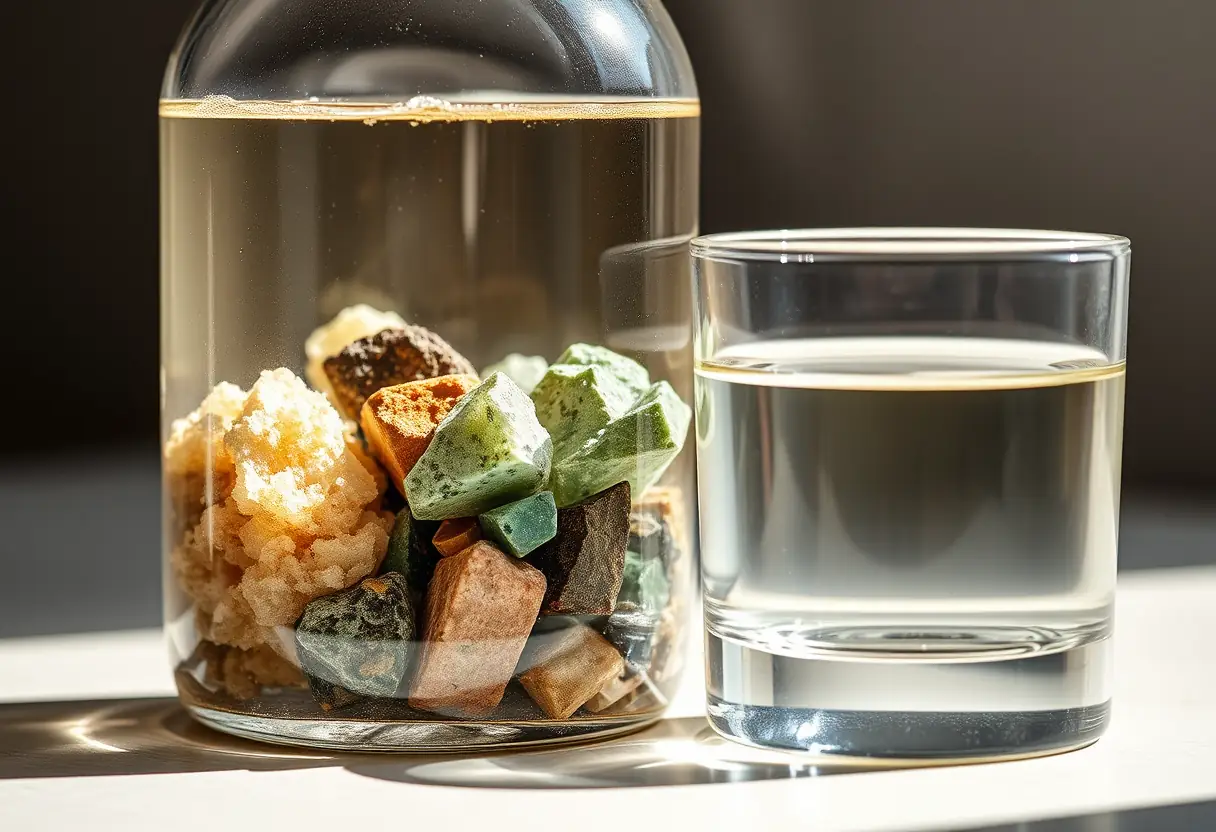 Bouteille de l'eau thermale d'Avene avec ses minéraux sous la lumière naturelle