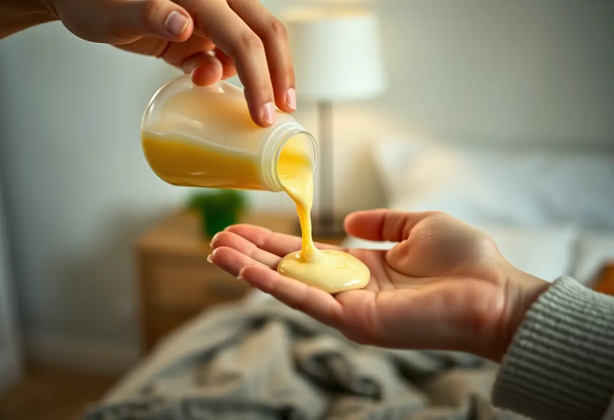 Deux mains qui se passent une crème visiblement nourrissante