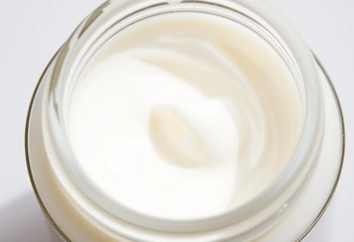 Bouteille de crème hydratante sur un fond naturel