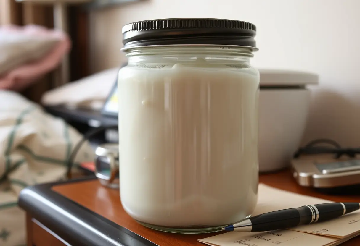 Une crème onctueuse sur la table de nuit