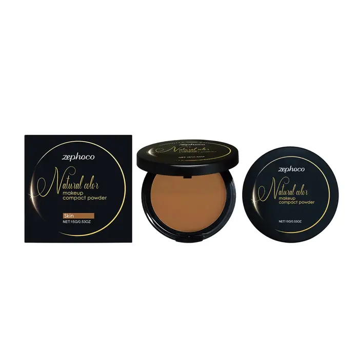 Poudre Compacte Matifiante Contrôle du Sébum Longue Tenue Fond de Teint Trois Couleurs Peau Foncée M